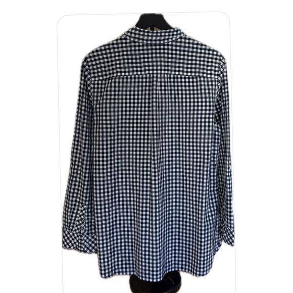 Talbots Black & White Gingham Button-Up Shirt Long Sleeve with Sleeve Tabs L - Picture 2 of 7